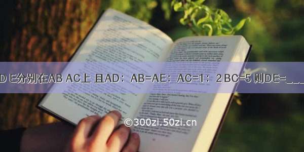在△ABC中 D E分别在AB AC上 且AD：AB=AE：AC=1：2 BC=5 则DE=________．