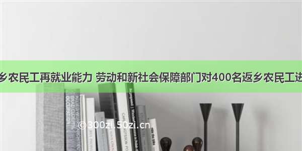 为了提高返乡农民工再就业能力 劳动和新社会保障部门对400名返乡农民工进行了某项专