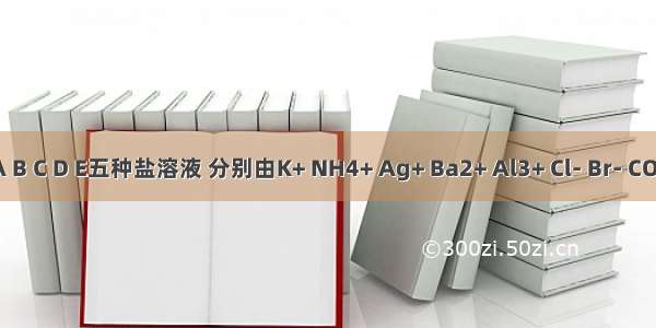 现有A B C D E五种盐溶液 分别由K+ NH4+ Ag+ Ba2+ Al3+ Cl- Br- CO32- S