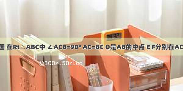 已知：如图 在Rt△ABC中 ∠ACB=90° AC=BC O是AB的中点 E F分别在AC BC上 且E