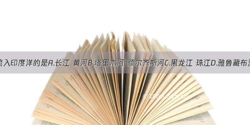 下列河流流入印度洋的是A.长江 黄河B.塔里木河 额尔齐斯河C.黑龙江 珠江D.雅鲁藏布江 怒江