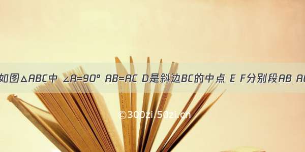 已知：如图△ABC中 ∠A=90° AB=AC D是斜边BC的中点 E F分别段AB AC上 且