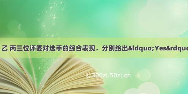 某活动的比赛规则是：甲 乙 丙三位评委对选手的综合表现．分别给出“Yes”或“No”