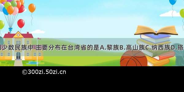 下列少数民族中 主要分布在台湾省的是A.黎族B.高山族C.纳西族D.珞巴族