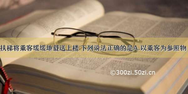 超市的自动扶梯将乘客缓缓地载送上楼 下列说法正确的是A.以乘客为参照物 自动扶梯是