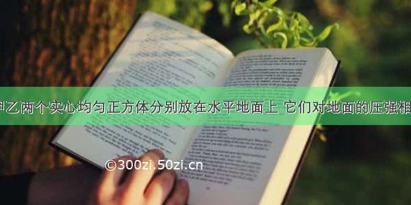 如图所示 甲乙两个实心均匀正方体分别放在水平地面上 它们对地面的压强相等．若将它