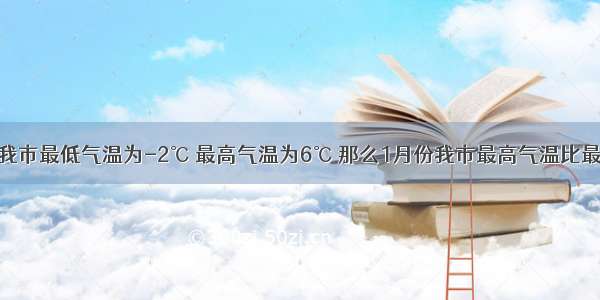 今年1月份 我市最低气温为-2℃ 最高气温为6℃ 那么1月份我市最高气温比最低气温高A