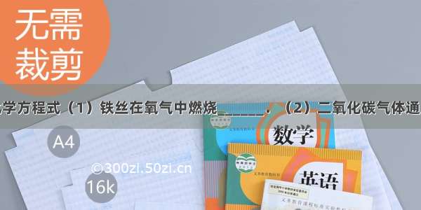 按要求写出化学方程式（1）铁丝在氧气中燃烧______．（2）二氧化碳气体通入澄清石灰水