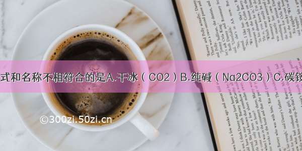 下列物质的化学式和名称不相符合的是A.干冰（CO2）B.纯碱（Na2CO3）C.碳铵[（NH4）2CO