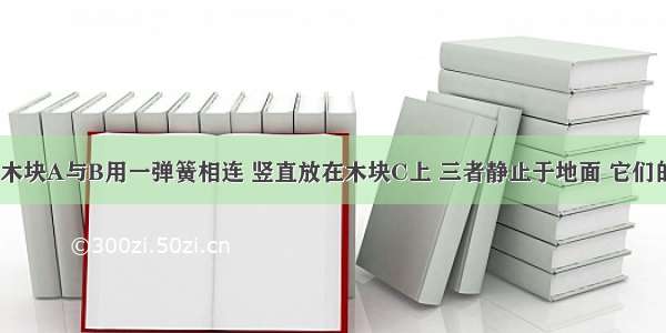 如图所示 木块A与B用一弹簧相连 竖直放在木块C上 三者静止于地面 它们的质量之比