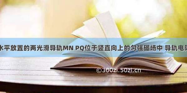 如图所示 水平放置的两光滑导轨MN PQ位于竖直向上的匀强磁场中 导轨电阻不计 质量