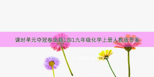 课时单元夺冠卷金题1加1九年级化学上册人教版答案