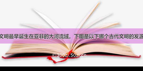 人类早期的文明最早诞生在亚非的大河流域。下图是以下哪个古代文明的发源地？DA. 古