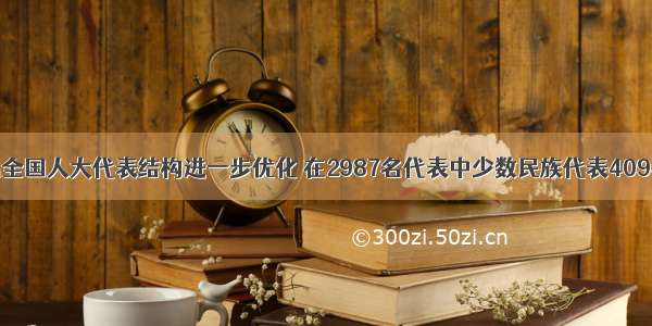  十二届全国人大代表结构进一步优化 在2987名代表中少数民族代表409名 占代