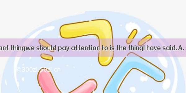 The most important thingwe should pay attention to is the thingI have said.A. which thatB.