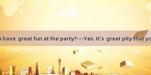 ---Did you have  great fun at the party?---Yes. It’s  great pity that you missed i