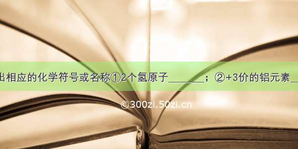 （1）请写出相应的化学符号或名称①2个氢原子________；②+3价的铝元素________；③2S