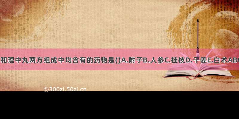 四逆汤和理中丸两方组成中均含有的药物是()A.附子B.人参C.桂枝D.干姜E.白术ABCDE