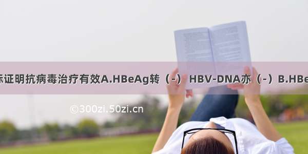 下列哪一项指标证明抗病毒治疗有效A.HBeAg转（-） HBV-DNA亦（-）B.HBeAg（-） HBV-