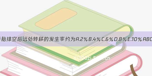 葡萄胎排空后远处转移的发生率约为A.2％B.4％C.6％D.8％E.10％ABCDE