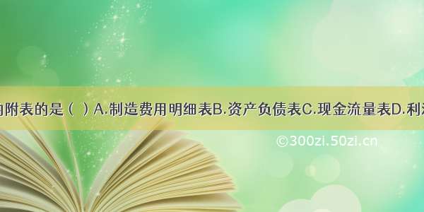 以下是利润表的附表的是（）A.制造费用明细表B.资产负债表C.现金流量表D.利润分配表ABCD