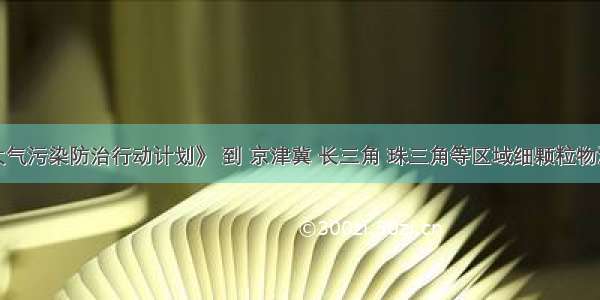 据《大气污染防治行动计划》 到 京津冀 长三角 珠三角等区域细颗粒物浓度分