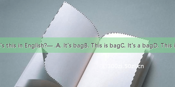 — What’s this in English?— .A. It’s bagB. This is bagC. It’s a bagD. This is an bag