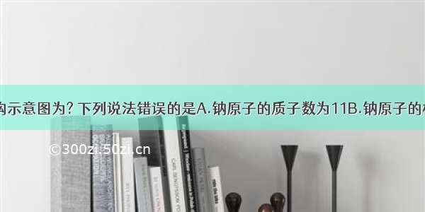 钠原子的结构示意图为? 下列说法错误的是A.钠原子的质子数为11B.钠原子的核外有3个电