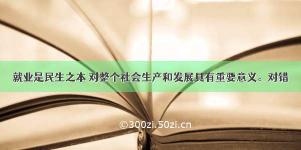 就业是民生之本 对整个社会生产和发展具有重要意义。对错