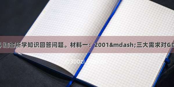 阅读下列材料 结合所学知识回答问题。材料一：2001—三大需求对GDP增长的拉动