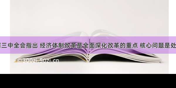 党的十八届三中全会指出 经济体制改革是全面深化改革的重点 核心问题是处理好政府和