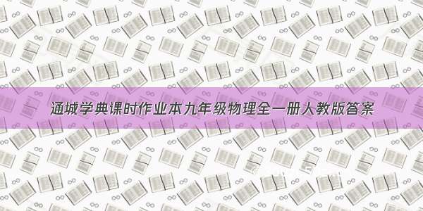 通城学典课时作业本九年级物理全一册人教版答案