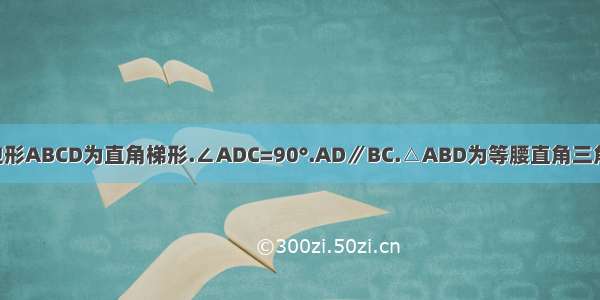 已知四边形ABCD为直角梯形.∠ADC=90°.AD∥BC.△ABD为等腰直角三角形.平面