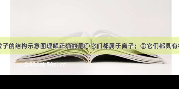 对下列四种粒子的结构示意图理解正确的是①它们都属于离子；②它们都具有相对稳定结构