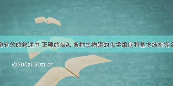 下列与细胞有关的叙述中 正确的是A. 各种生物膜的化学组成和基本结构完全相同B. 在