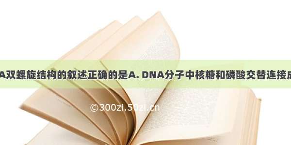 下列关于DNA双螺旋结构的叙述正确的是A. DNA分子中核糖和磷酸交替连接成基本骨架B. 