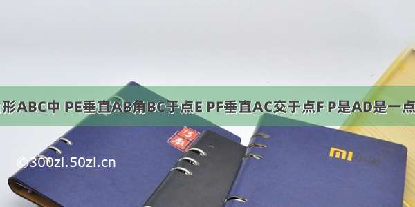 如图 在三角形ABC中 PE垂直AB角BC于点E PF垂直AC交于点F P是AD是一点 且点D到PE