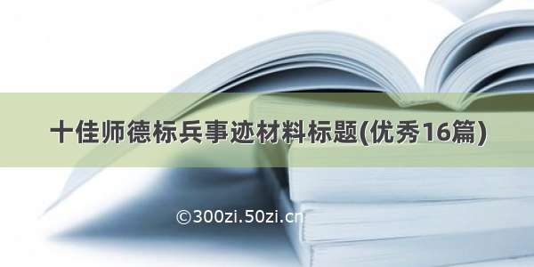 十佳师德标兵事迹材料标题(优秀16篇)