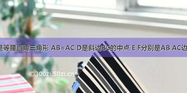 三角形ABC是等腰直角三角形 AB=AC D是斜边BC的中点 E F分别是AB AC边上的点 且DE
