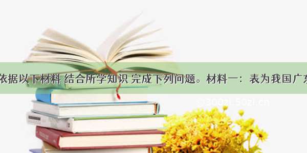 （28分）依据以下材料 结合所学知识 完成下列问题。材料一：表为我国广东 广西两省