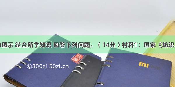 根据材料和图示 结合所学知识 回答下列问题。（14分）材料1：国家《纺织工业调整和