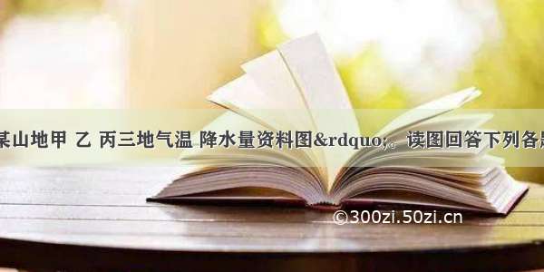 下图为&ldquo;某山地甲 乙 丙三地气温 降水量资料图&rdquo;。读图回答下列各题。【小题1】据