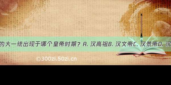 西汉的大一统出现于哪个皇帝时期？A. 汉高祖B. 汉文帝C. 汉景帝D. 汉武帝