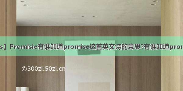 【promis】Promisie有谁知道promise这首英文诗的意思?有谁知道promise这首...