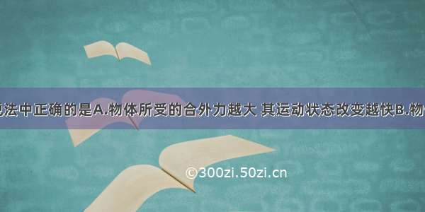 单选题下列说法中正确的是A.物体所受的合外力越大 其运动状态改变越快B.物体运动的越快