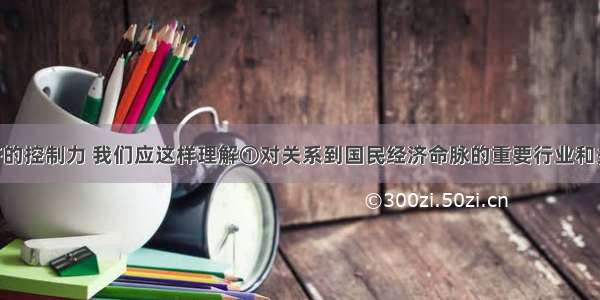 对国有经济的控制力 我们应这样理解①对关系到国民经济命脉的重要行业和关键领域 国