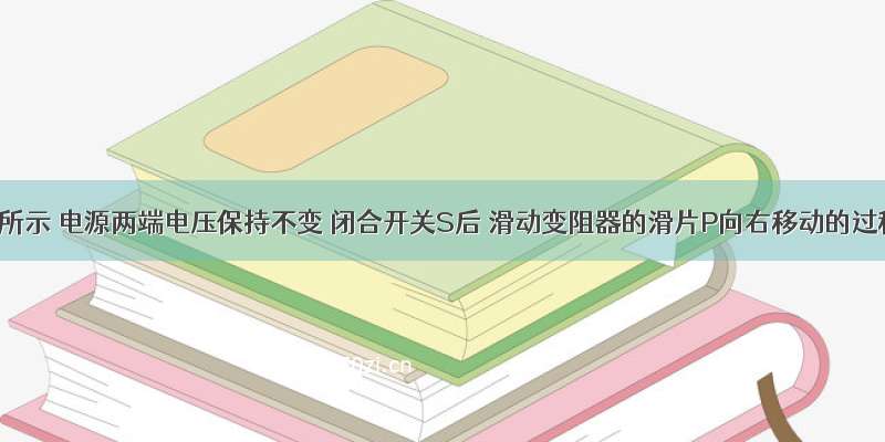 在图中所示 电源两端电压保持不变 闭合开关S后 滑动变阻器的滑片P向右移动的过程中