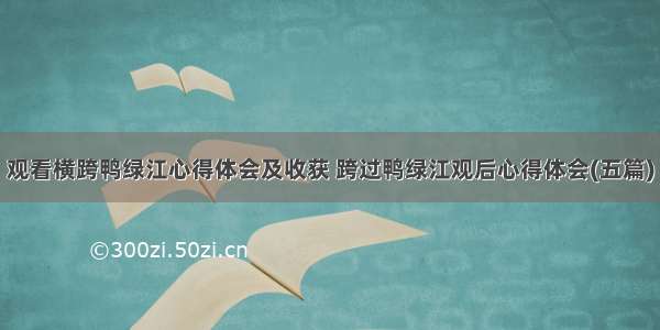 观看横跨鸭绿江心得体会及收获 跨过鸭绿江观后心得体会(五篇)