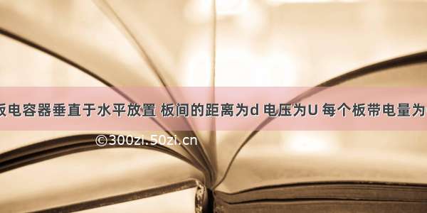 单选题平行板电容器垂直于水平放置 板间的距离为d 电压为U 每个板带电量为Q。一个质量